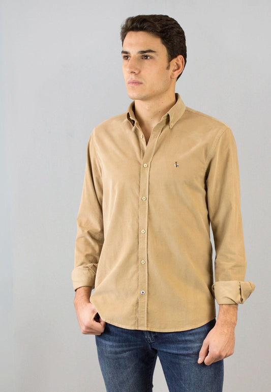 Camisa de micro pana tostado