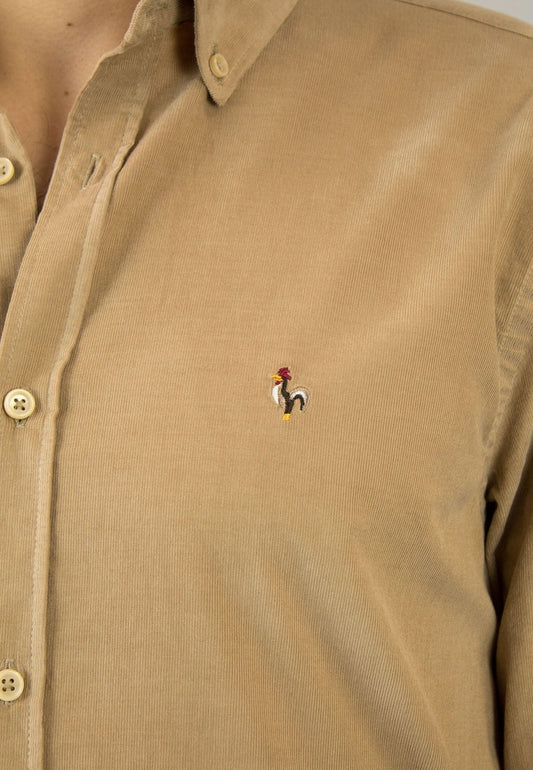 Camisa de micro pana tostado