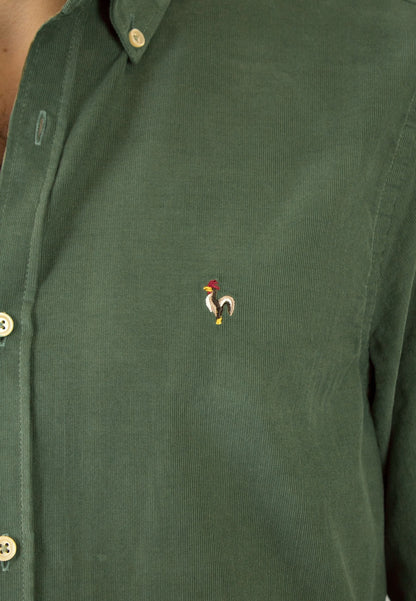 Camisa de micro pana verde militar