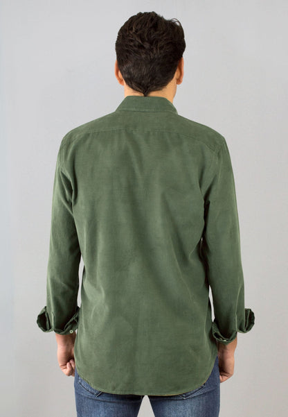 Camisa de micro pana verde militar