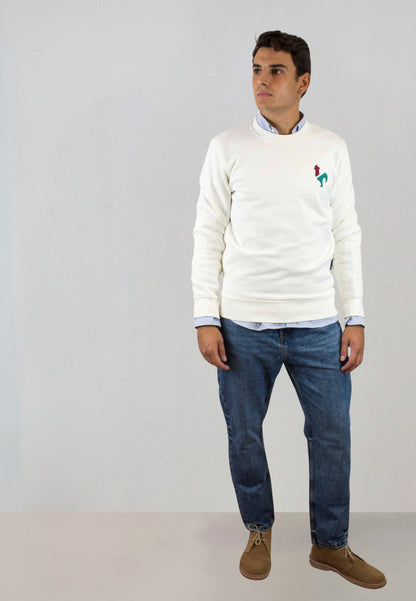 Sudadera cruda con bordado mediano