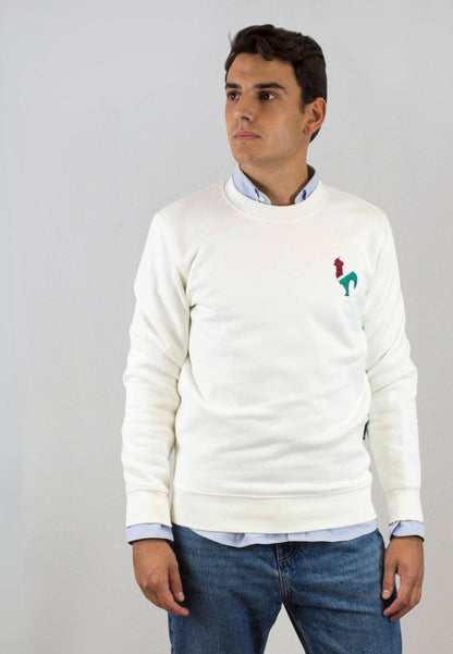 Sudadera cruda con bordado mediano