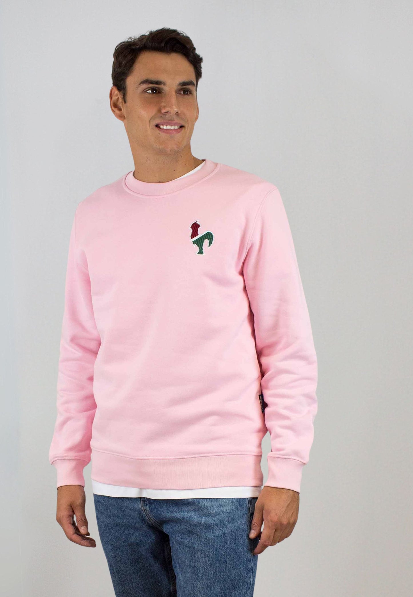 Sudadera rosa con bordado mediano
