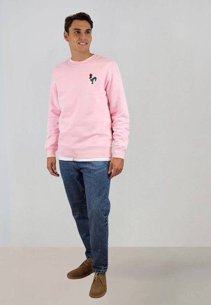 Sudadera rosa con bordado mediano