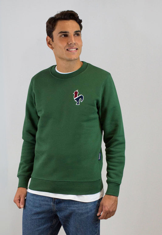 Sudadera verde con bordado mediano
