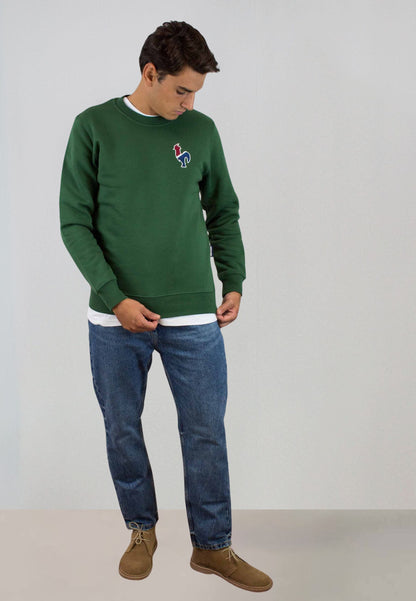 Sudadera verde con bordado mediano