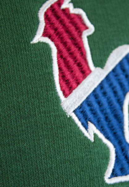 Sudadera verde con bordado mediano