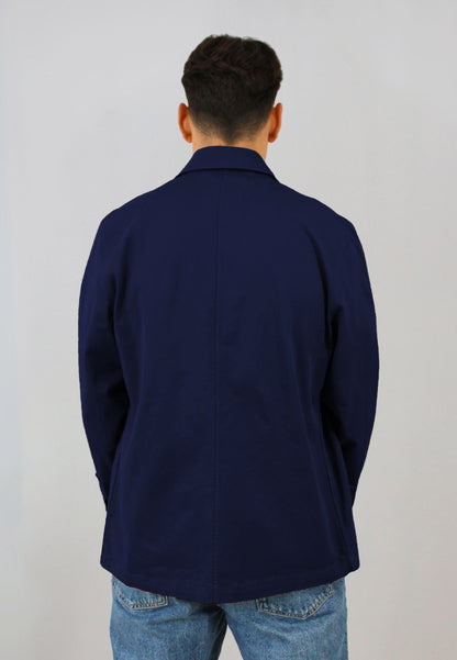 Sobrecamisa en sarga marino con bolsillos