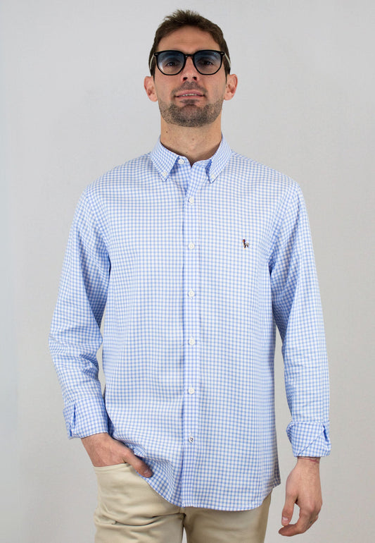 Tejido vichy celeste 100% algodón