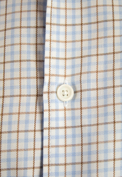 Camisa de cuadros celestes y beige