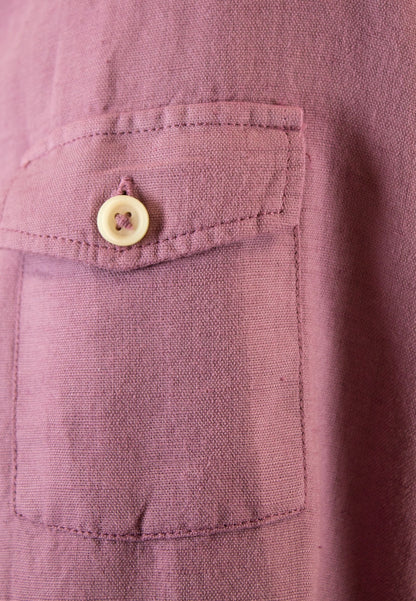 Polera de lino burgundi tres botones