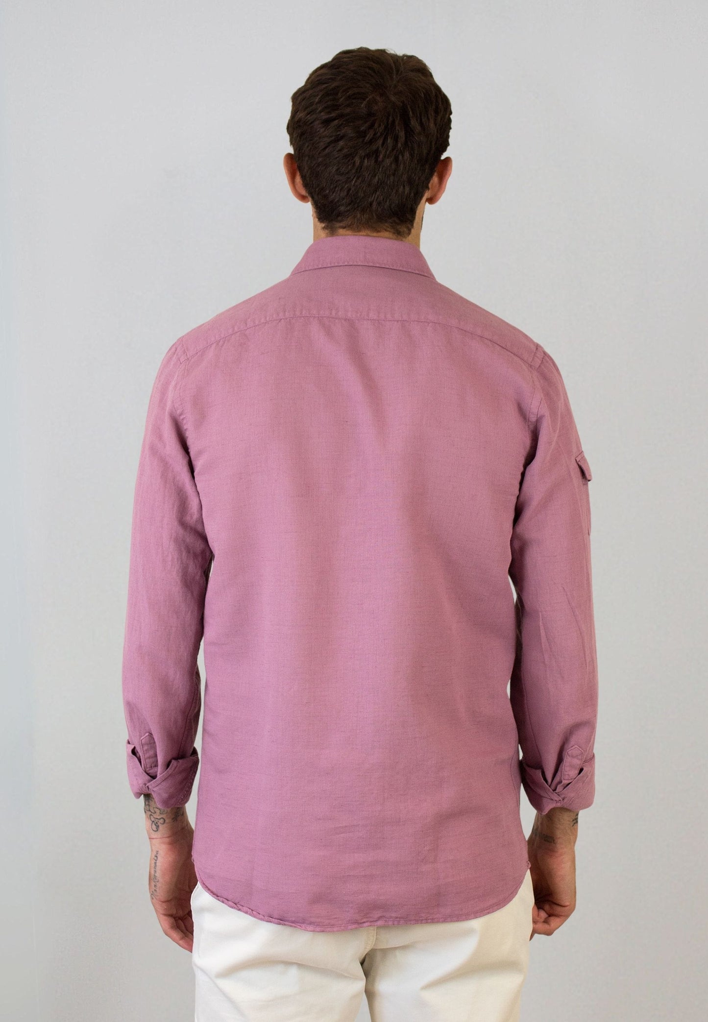 Polera de lino burgundi tres botones