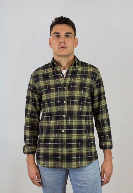Camisa marino de cuadros verdes
