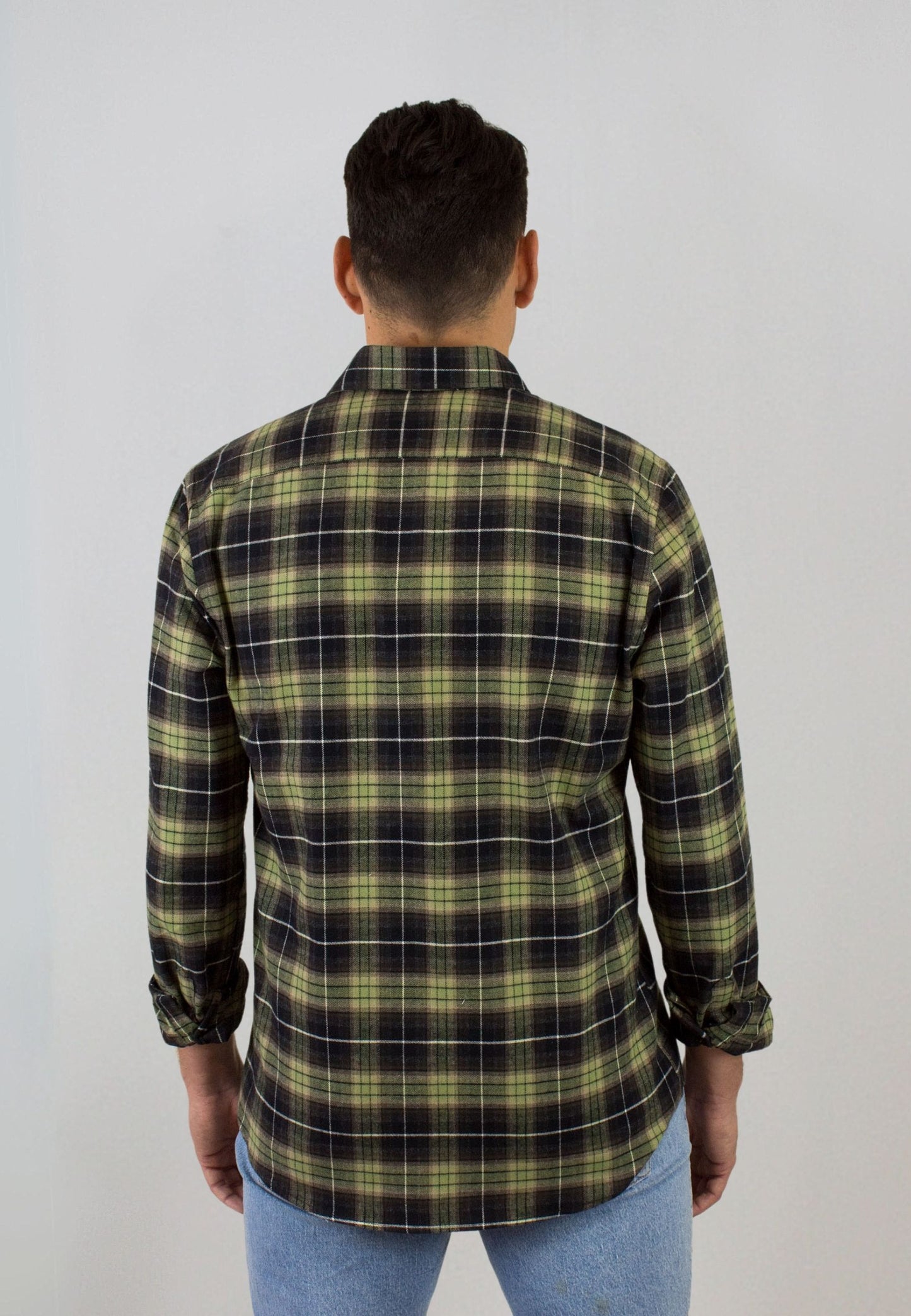 Camisa marino de cuadros verdes