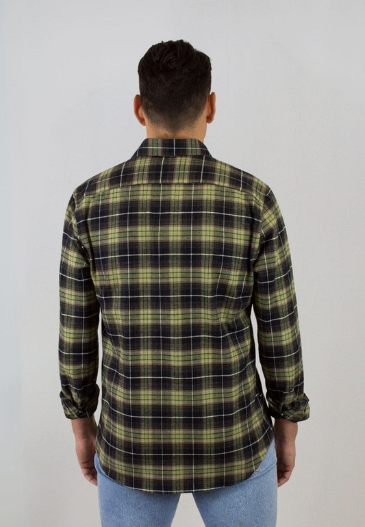 Camisa marino de cuadros verdes