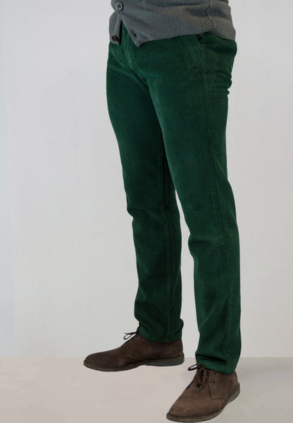 Pantalón chino de pana verde hombre