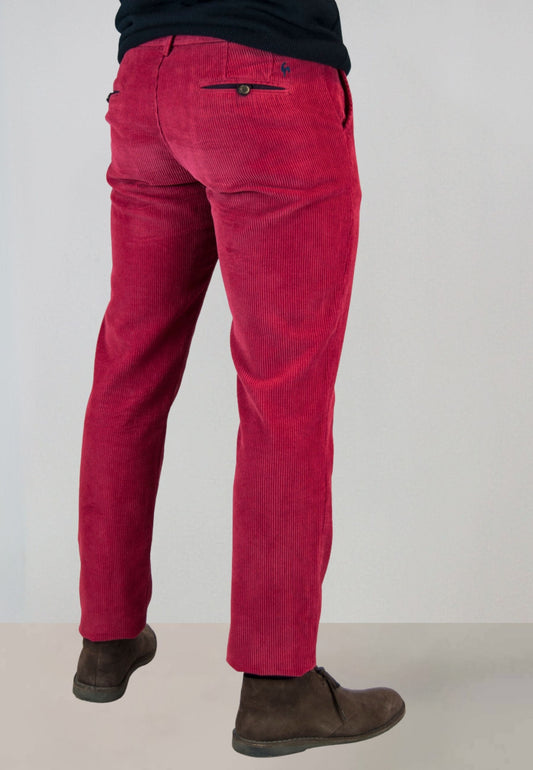 Pantalón chino de pana fucsia hombre