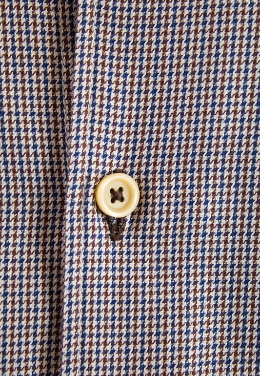 Camisa de pata de gallo granate y celeste