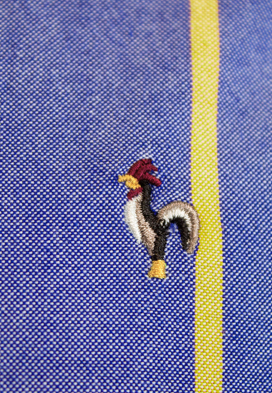 Camisa oxford lavado raya amarilla