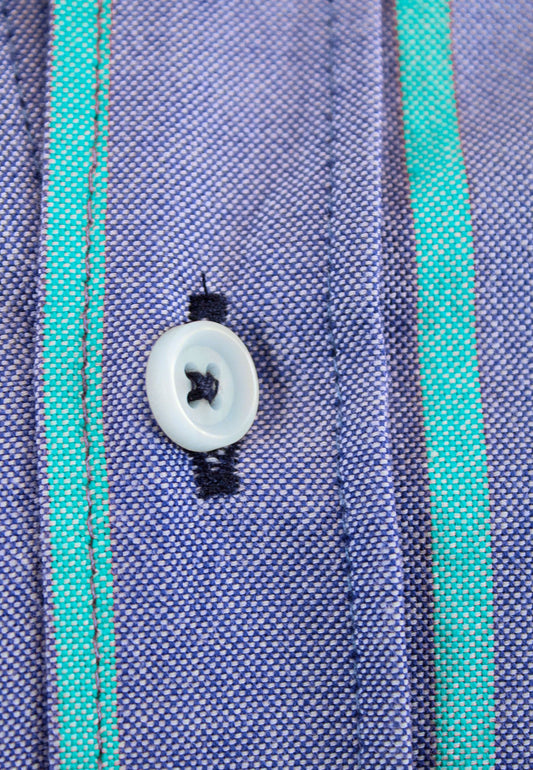 Camisa oxford lavado raya turquesa
