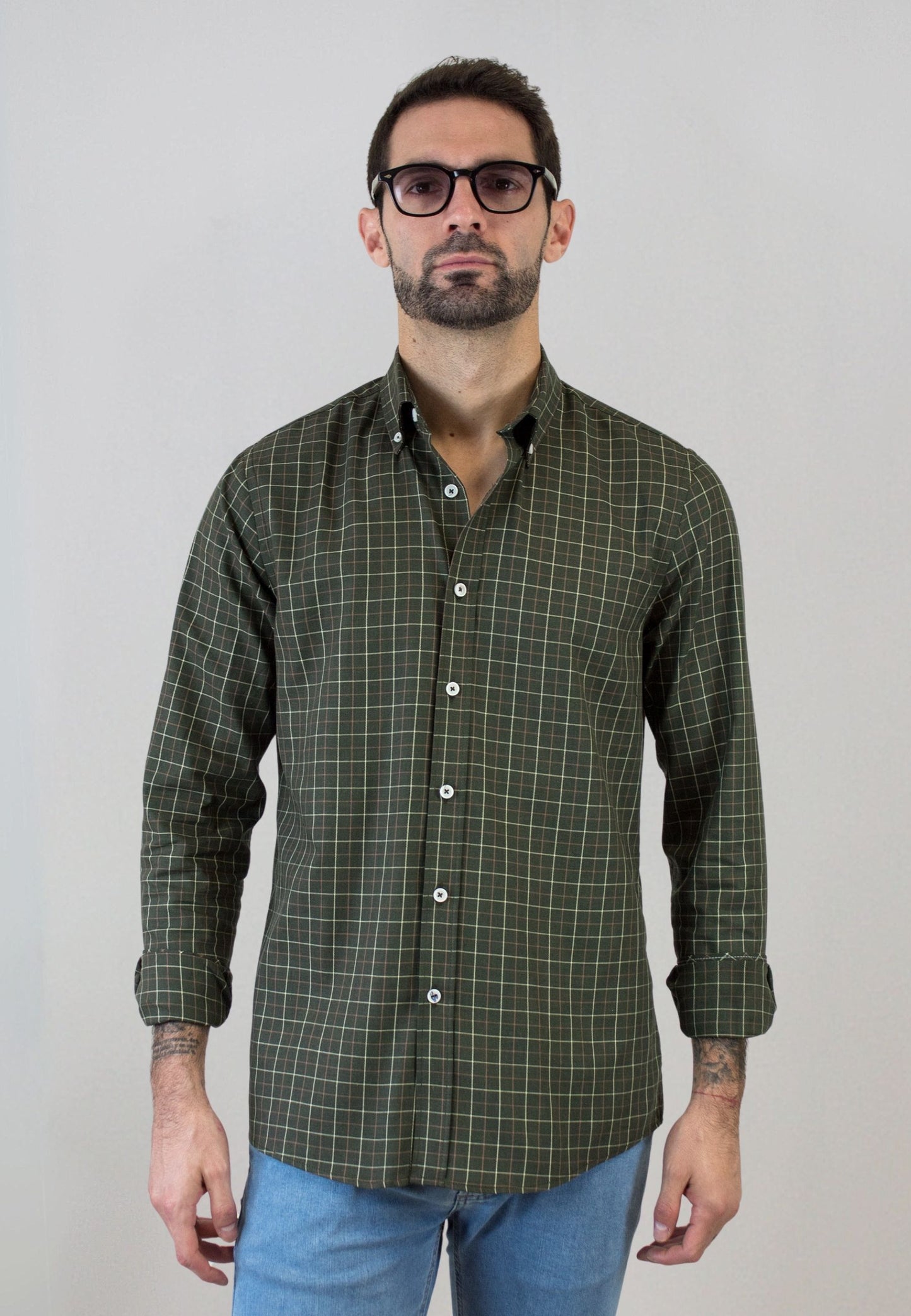 Camisa de cuadro en tonos verdes