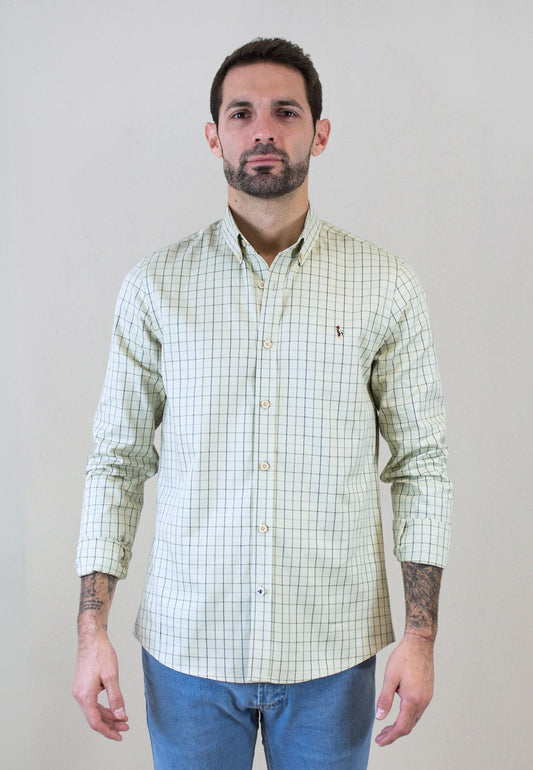 Camisa de cuadro en tonos verdes claros