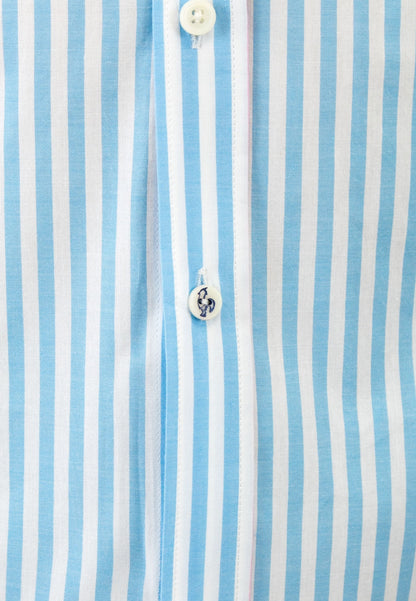 Camisa de rayas turquesas con detalle