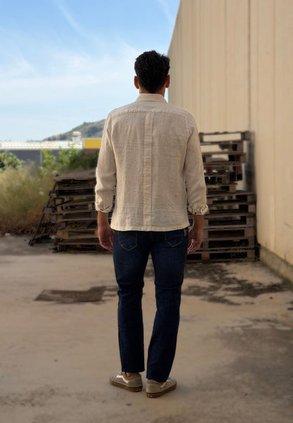 Camisa sahariana de lino crudo