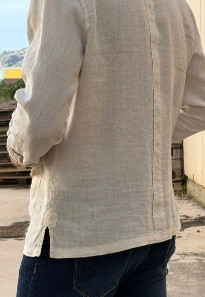 Camisa sahariana de lino crudo