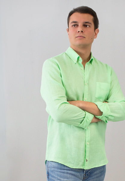 Camisa de lino en lima con bolsillo