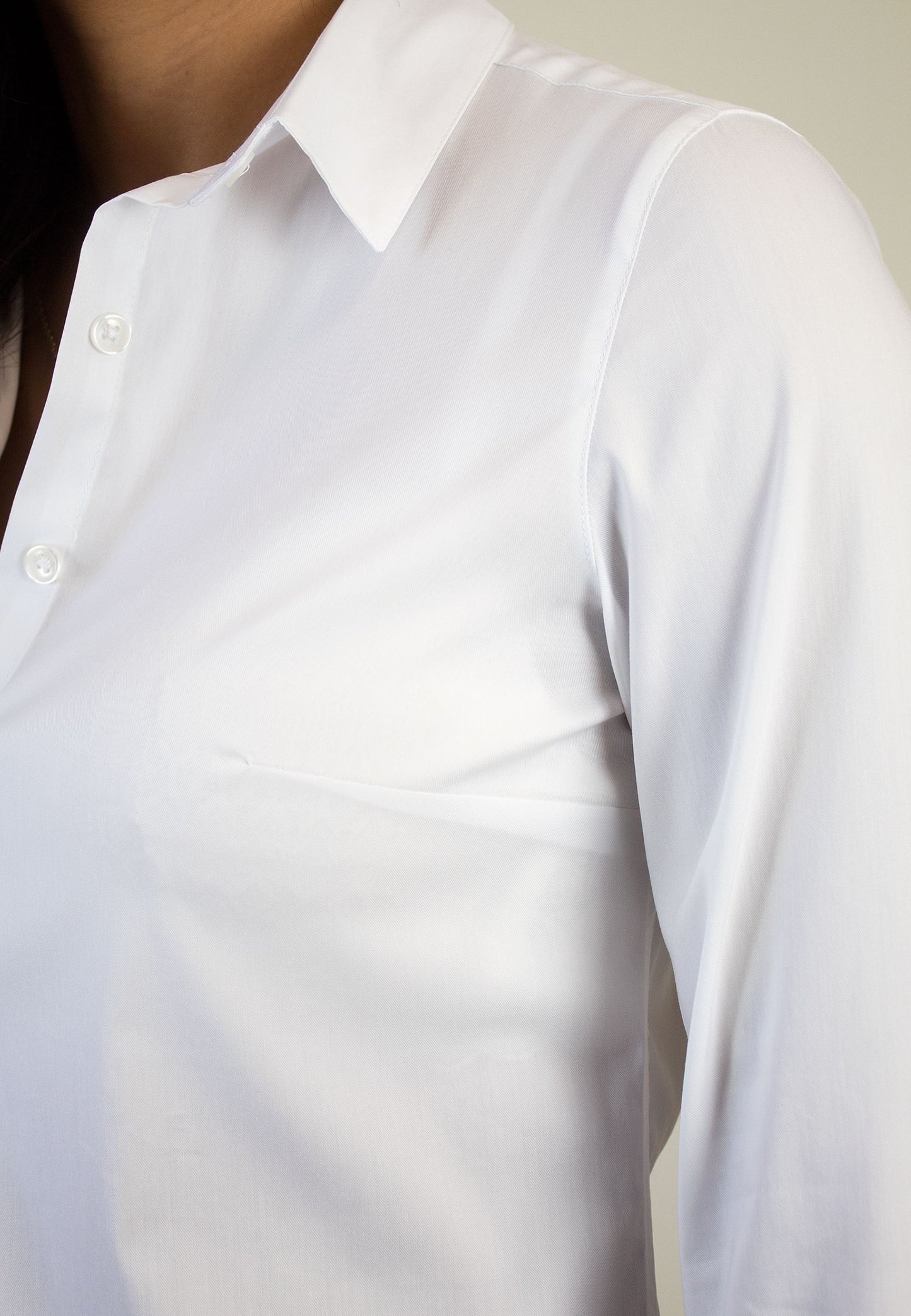 Camisa lisa popelín blanca mujer