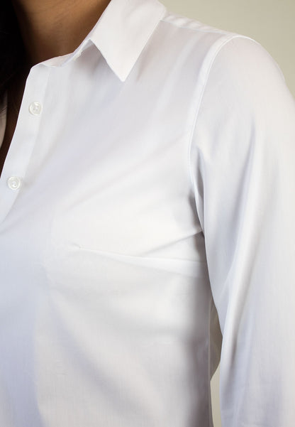 Camisa lisa popelín blanca mujer