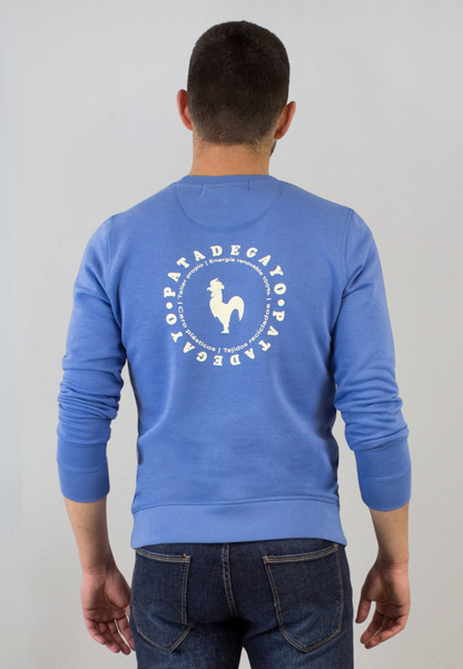 Sudadera azul con print en la espalda