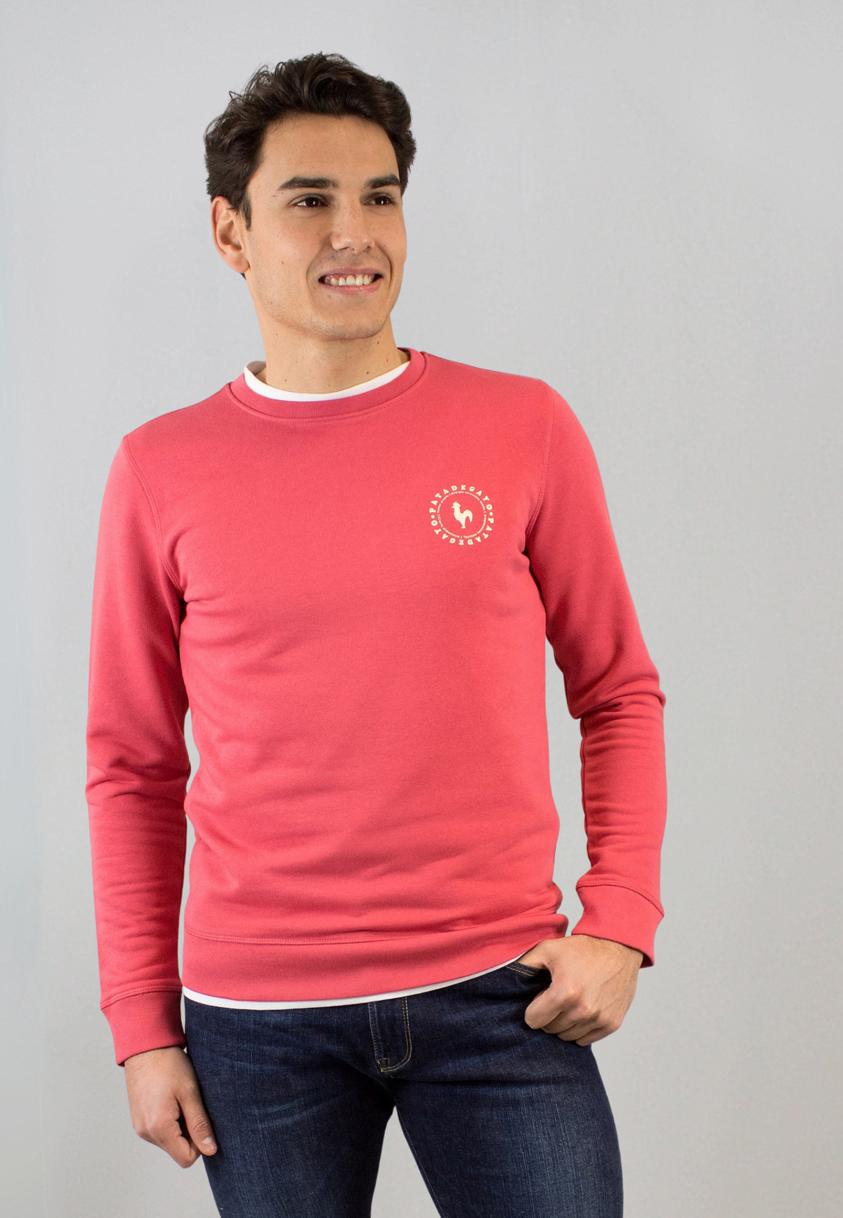 Sudadera coral con print en la espalda