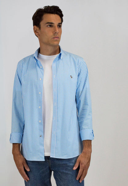 Camisa de cuadros popelín azul