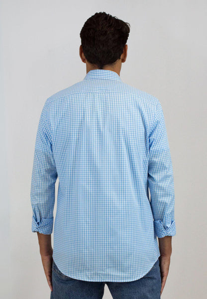 Camisa de cuadros popelín azul