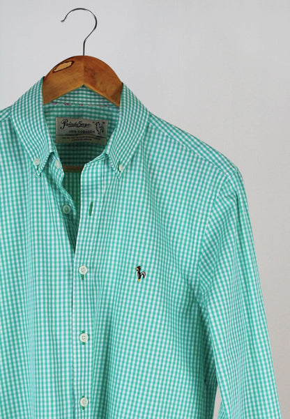 Green gingham shirt