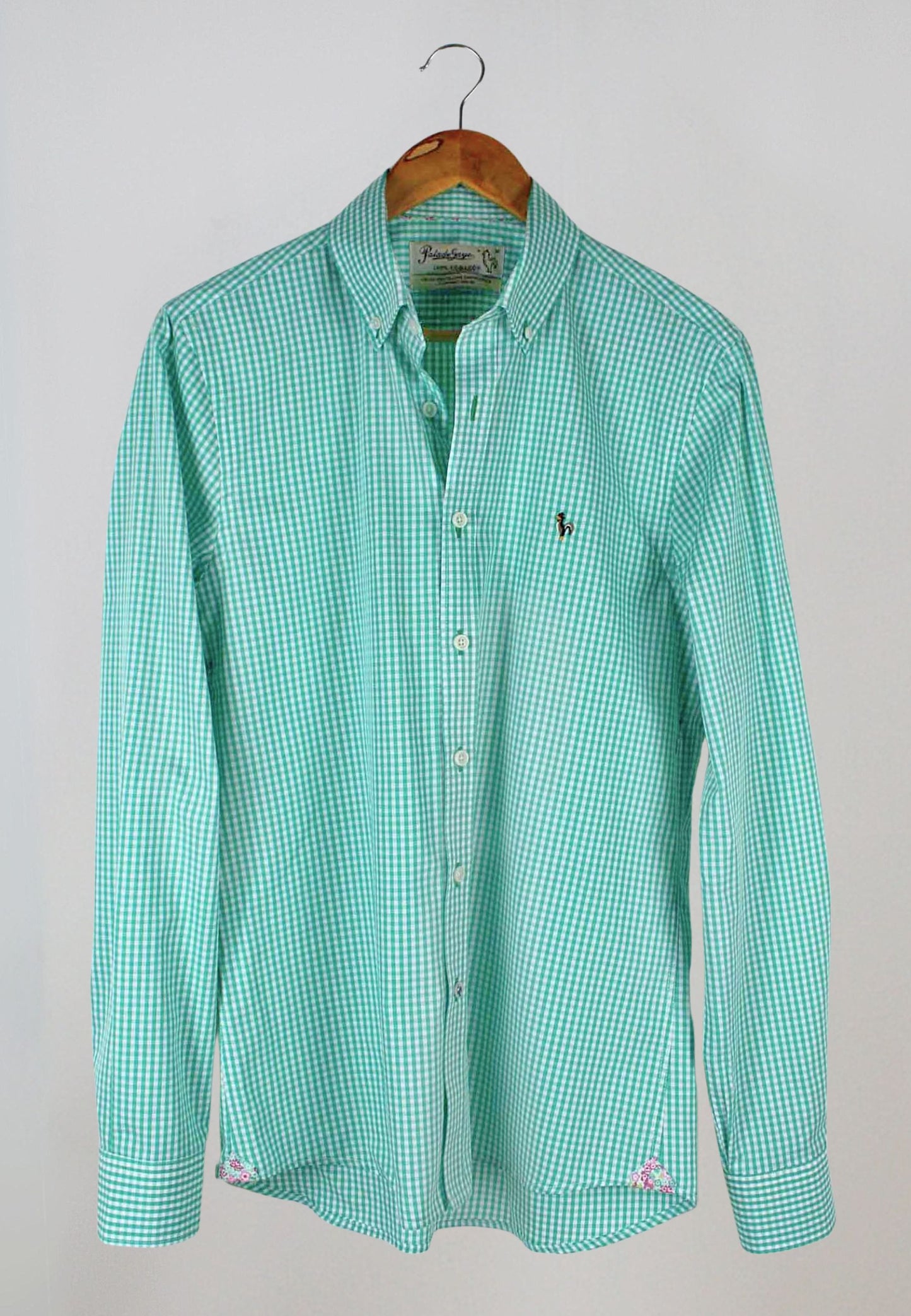Green gingham shirt