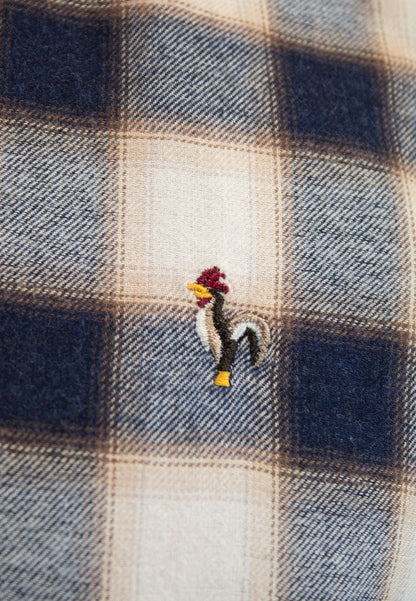 Camisa de cuadros beige y marino