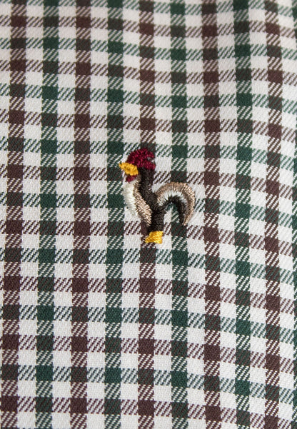 Camisa de cuadros vichy verde y marrón