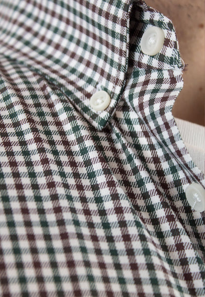 Camisa de cuadros vichy verde y marrón