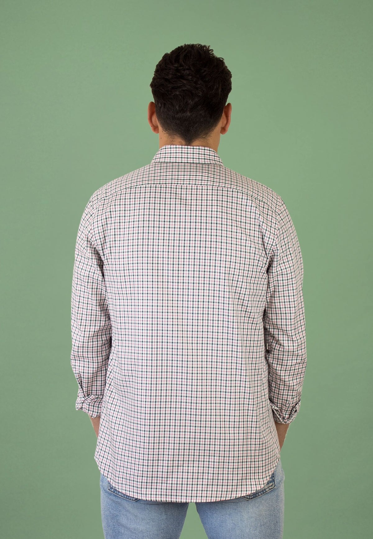 Camisa de cuadros verdes y rojos