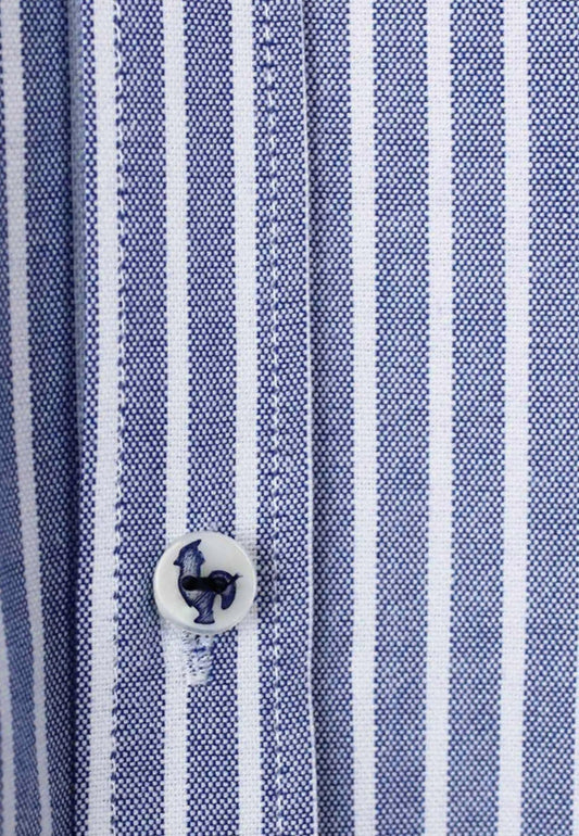 Tejido Oxford raya ancha marino 100% algodón