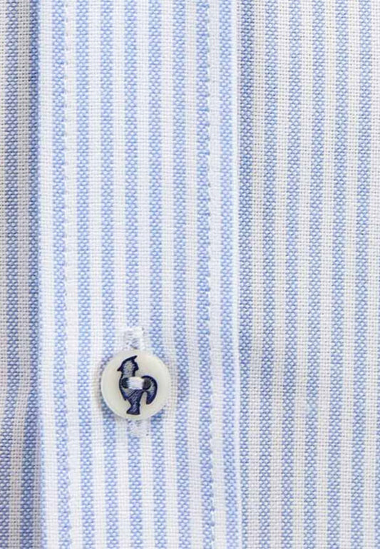 Tejido Oxford raya celeste 100% algodón