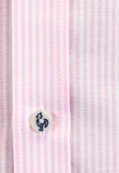 Tejido Oxford raya rosa 100% algodón