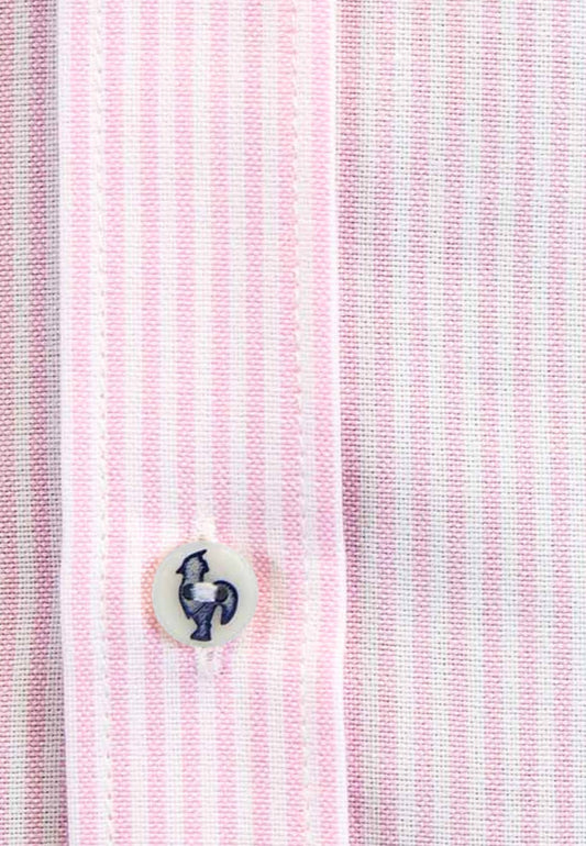 Tejido Oxford raya rosa 100% algodón