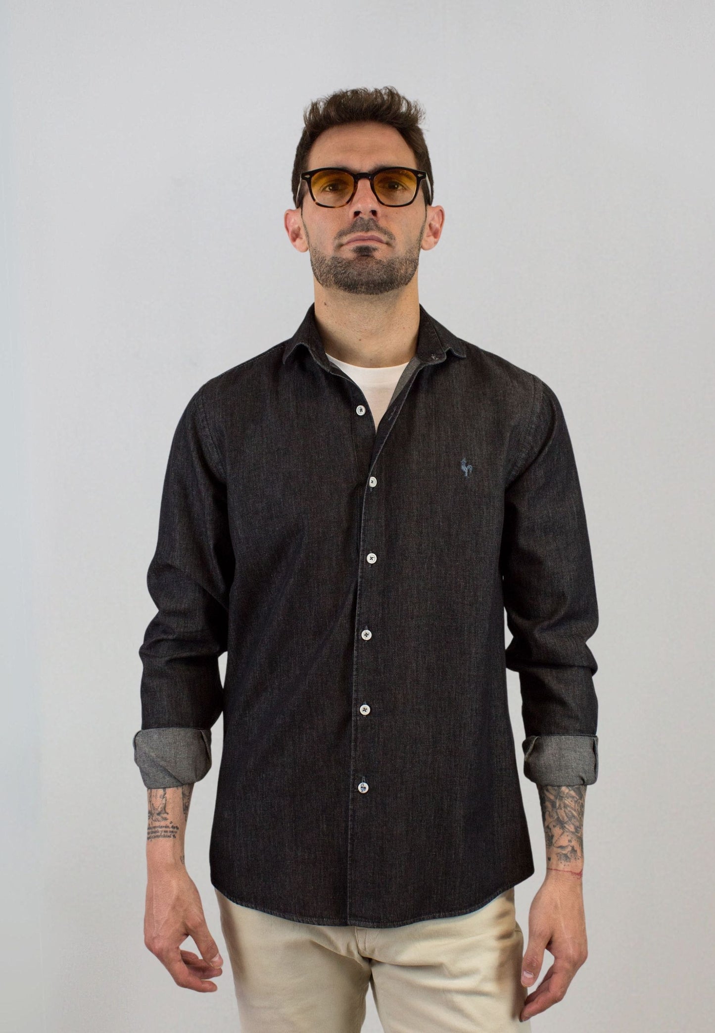 Bleached denim shirt