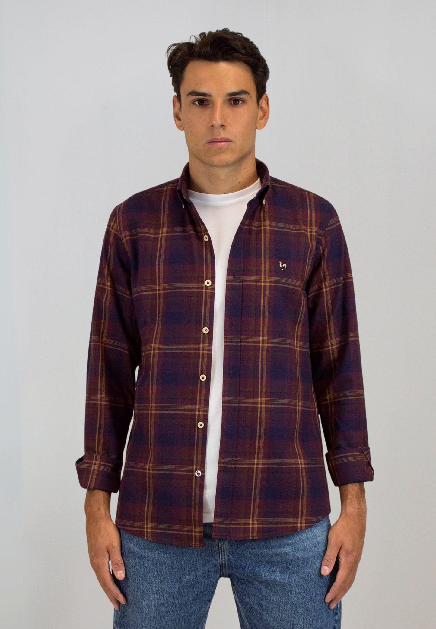 Camisa de cuadros granates