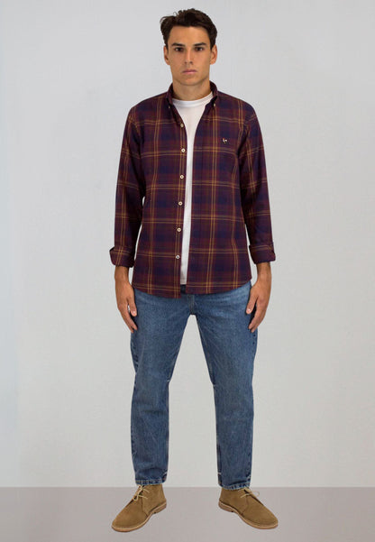 Camisa de cuadros granates