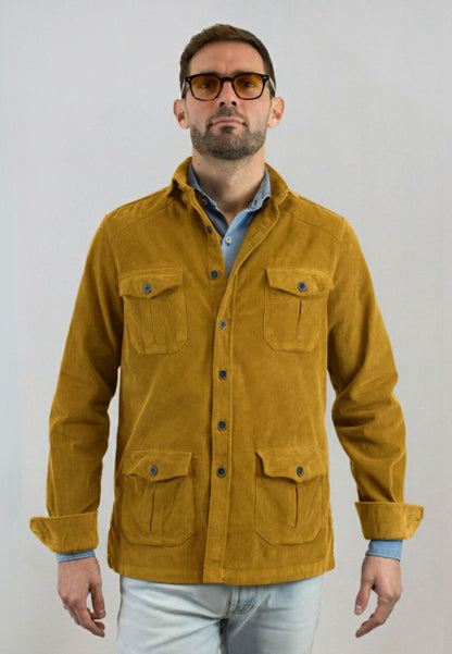 Sobrecamisa sahariana de pana mostaza